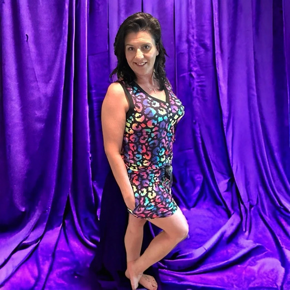 Neon leopard sleeveless‎ short pajama set Shirley & Stone - Picture 4 of 8